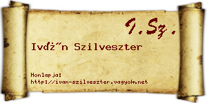 Iván Szilveszter névjegykártya